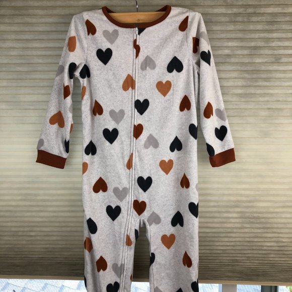 NEW - Carter's 1-Piece Unisex Hearts Soft Cozy Fleece Footie Pajamas Cabincore - Picture 3 of 13